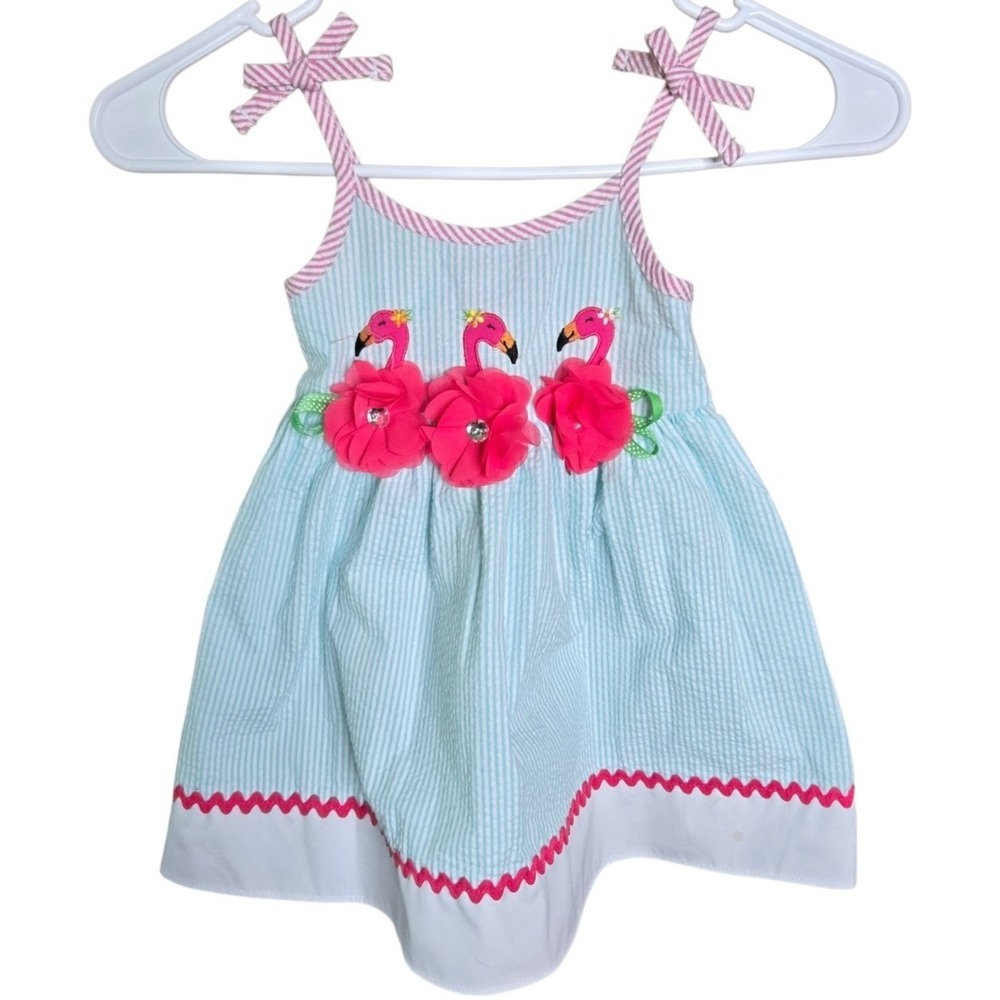 Goodlad Girls Tropical Flamingo Dress Size 2T Seersucker Summer Beach Vacation